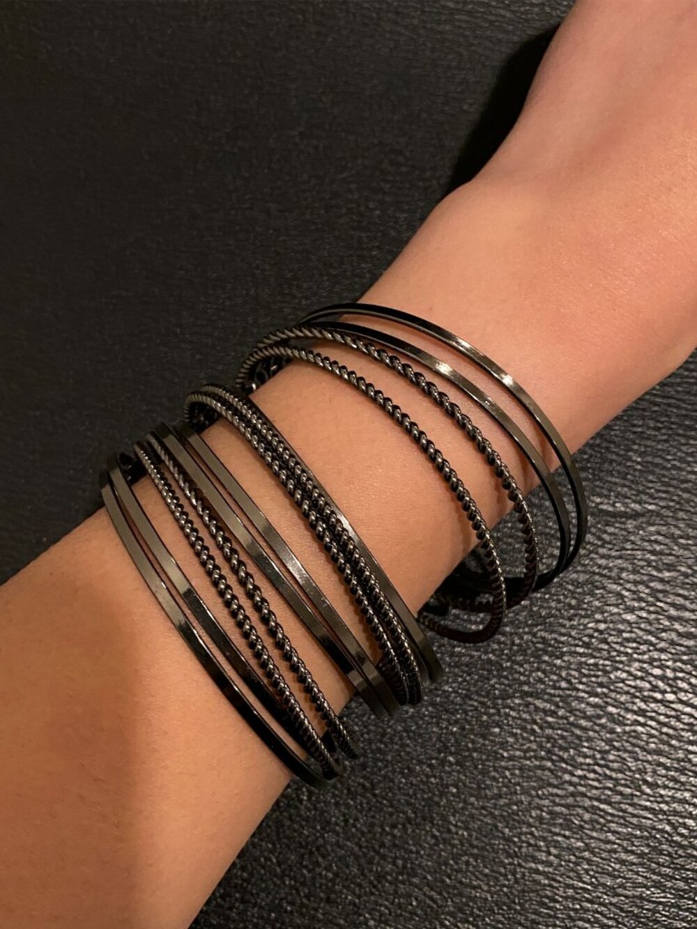 Express Black Metal Multi Chain Cuff Bracelet